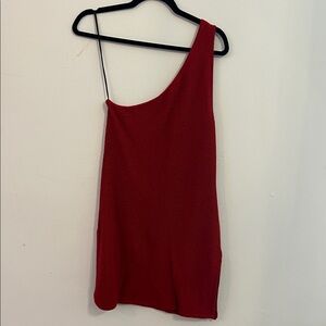 Ralph Lauren Red One-Shoulder Linen Tunic